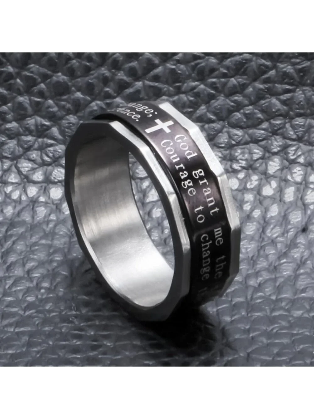 Engraved Serenity Prayer Spinner Ring - Titanium Steel Faith Jewelry for All